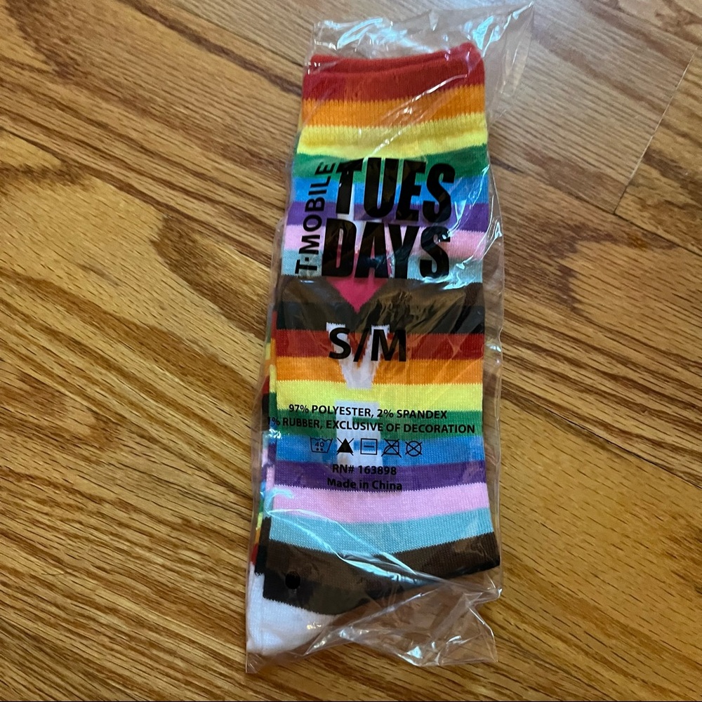 Rainbow stripe love pride socks size small/medium